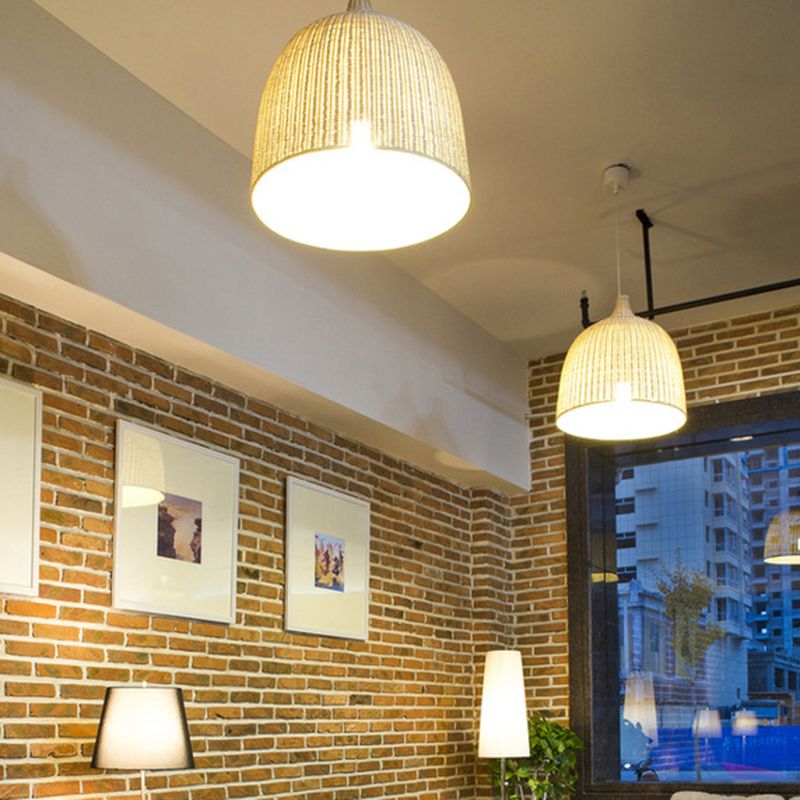 Modern Conical Ceiling Pendant Lamp Rattan 1 Light Pendant Lights