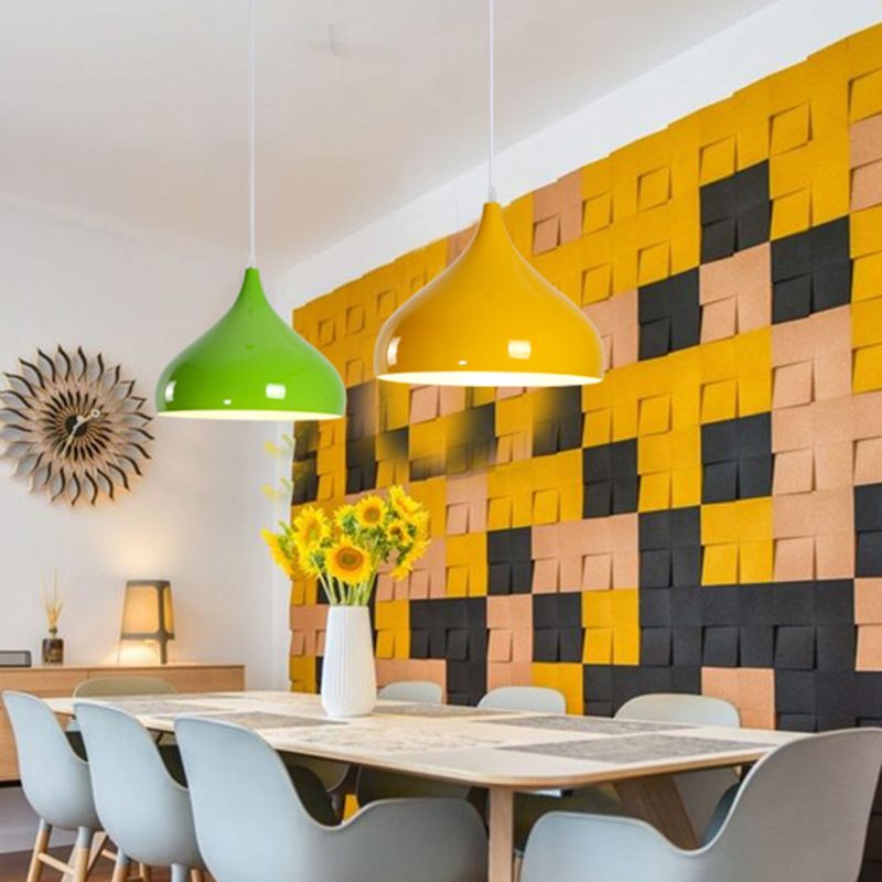 Metal Bowl Shape Hanging Lights Modern Macaron Style 1 Light Hanging Mount Fixture