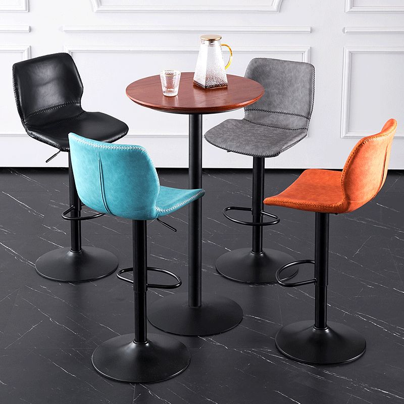 Rotating Leather Seat Barstool Nordic Style Black Pedestal Bar Stool for Dining Room
