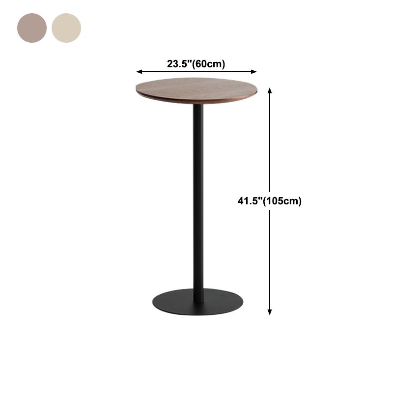 Industrial Solid Wood Bar Dining Table Steel Single Pedestal Bistro Table Fixed Table