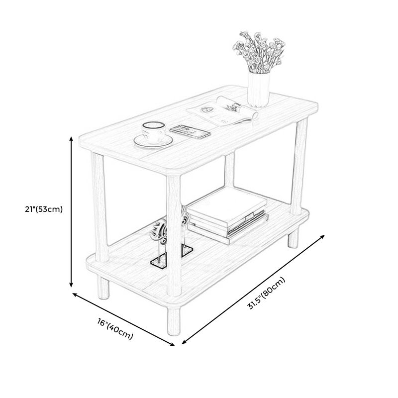20.87" Tall Wood Side Accent Table Geometric Shelf Included End Table