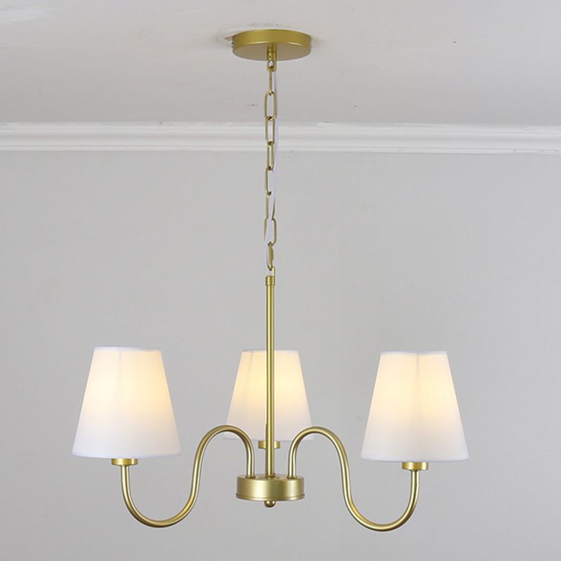 Traditional Style Chandelier Light Fabric Shade Lighting Fixture for Living Room