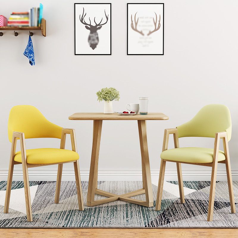Contemporary Style Chairs Kitchen Open Back Arm Chair with Wooden Legs