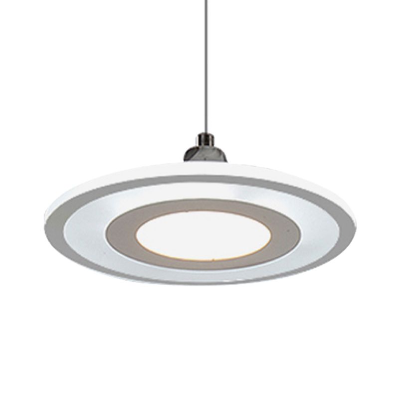 Pendentif contemporain LED Drop avec une nuance en acrylique Circle blanc plafond suspendu dans une lumière blanche extérieure chaude / blanche / intérieure