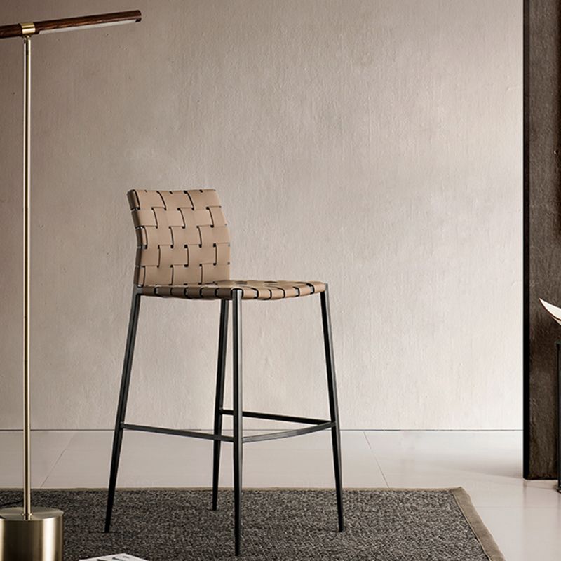 Faux Leather Dining Stools Contemporary Bar Stools with Metal Base