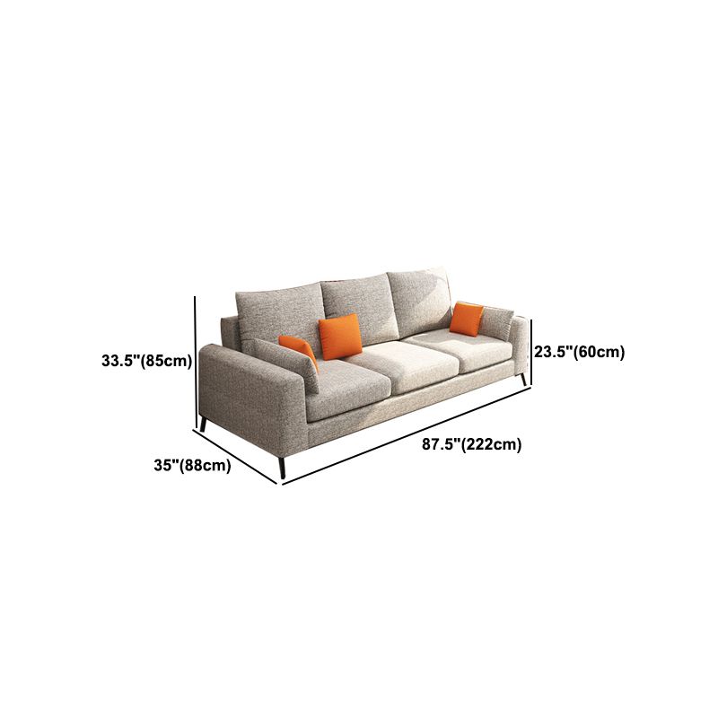 33.46" Tall Modern Linen Sectional/Sofa with Pillowed Back Cushions