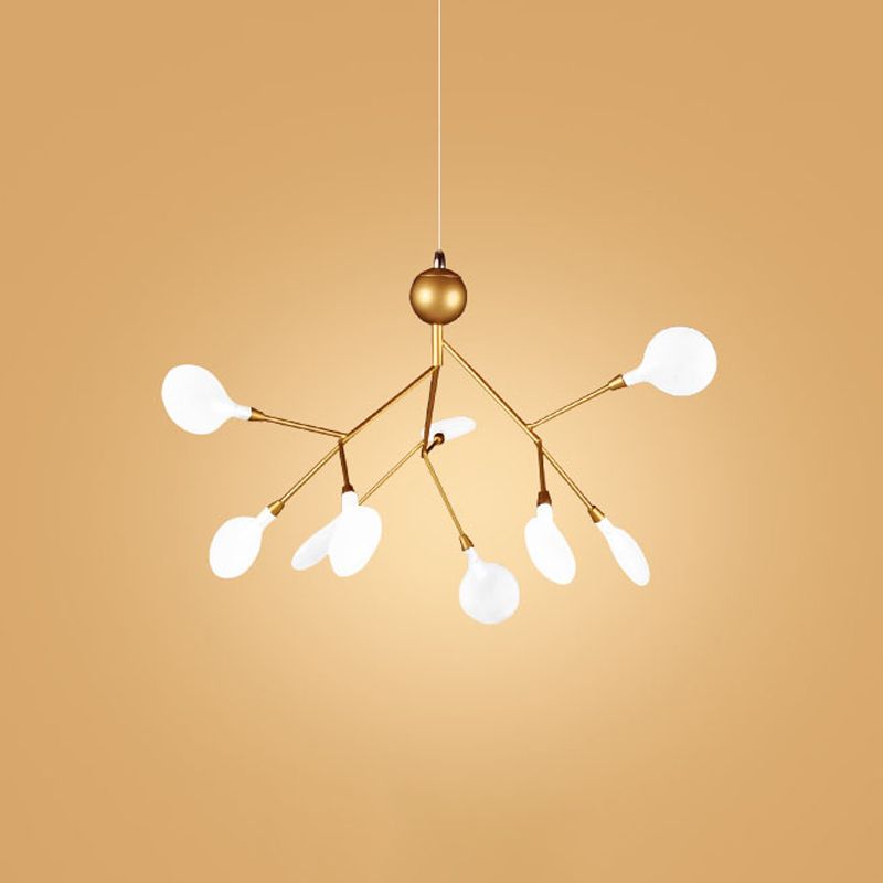 Simplicity Leaf Chandelier Lamp Acrylic Living Room LED Drop Pendant with Branch-Like Wireframe