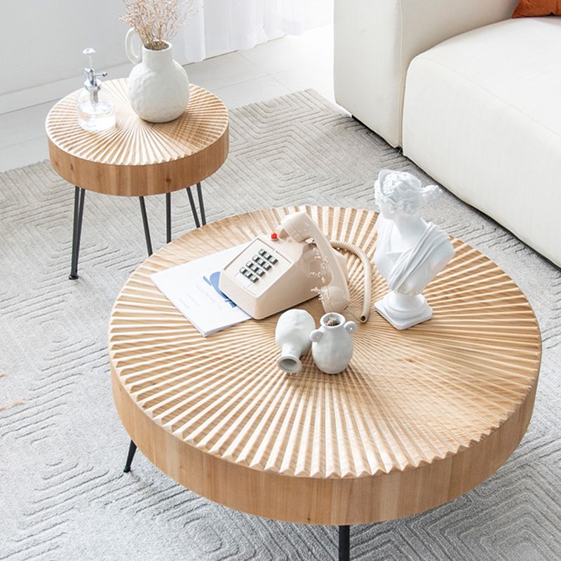 3 Legs Round Natural Finish Coffee Table Rustic Wooden Coffee Table