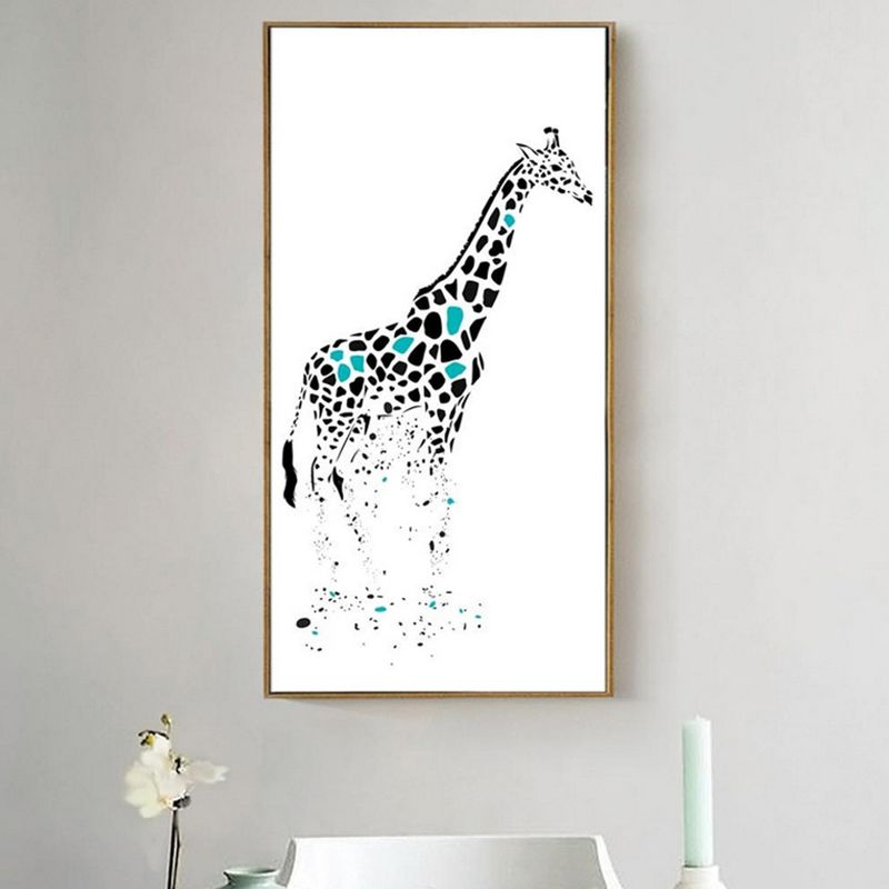 Cartoon Giraffe Wall Art Canvas Textured White Wall Decor for Childrens Bedroom