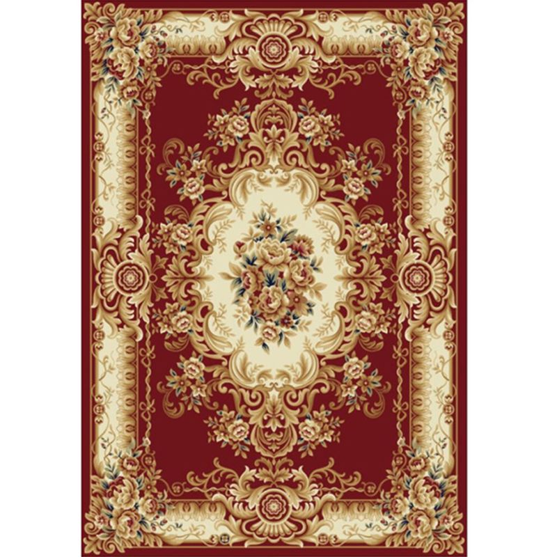 Classic Living Room Rug Multi Colored Plant Pattern Area Rug Polyster Non-Slip Easy Care Carpet