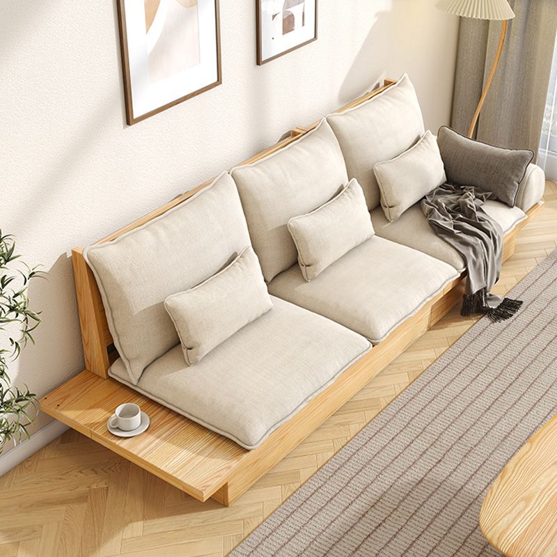 Scandinavian Fabric Living Room Sofa Loose Back White Seating