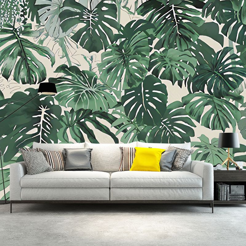 Decorative Non-Woven Mural Wallpaper Tropical Leaf Wall Decor for Gallery and Theme Restaurant