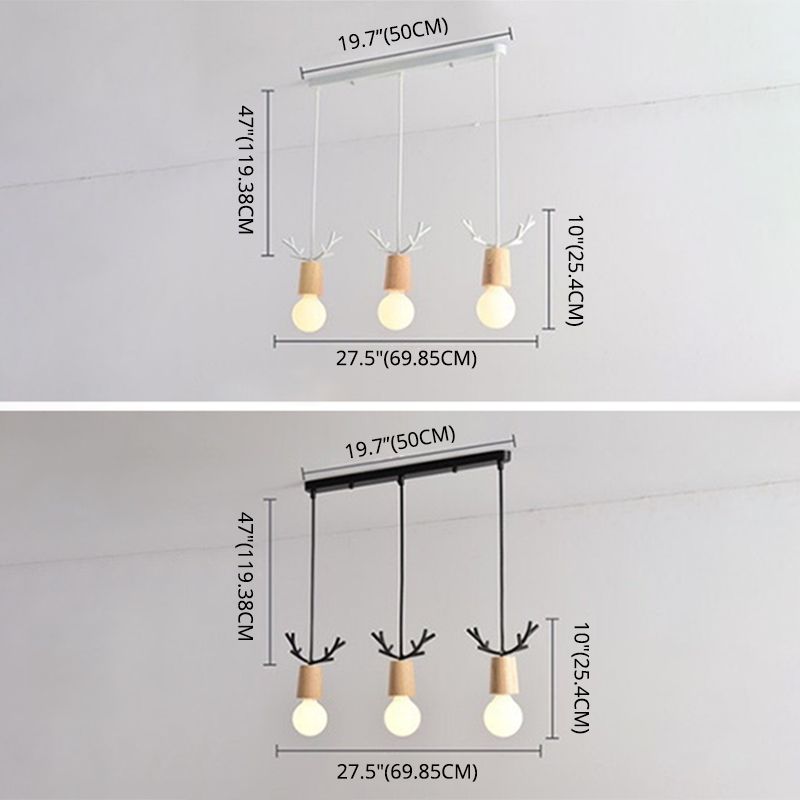 Eetkamer hangend licht licht lampje hangend plafondlicht met geweien houten schaduw