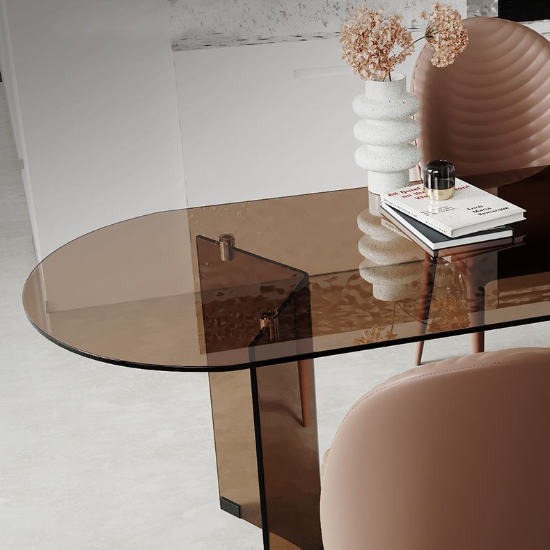 Glass Contemporary Free Form Dining Table Glass Table for Dining Room and Kitchen