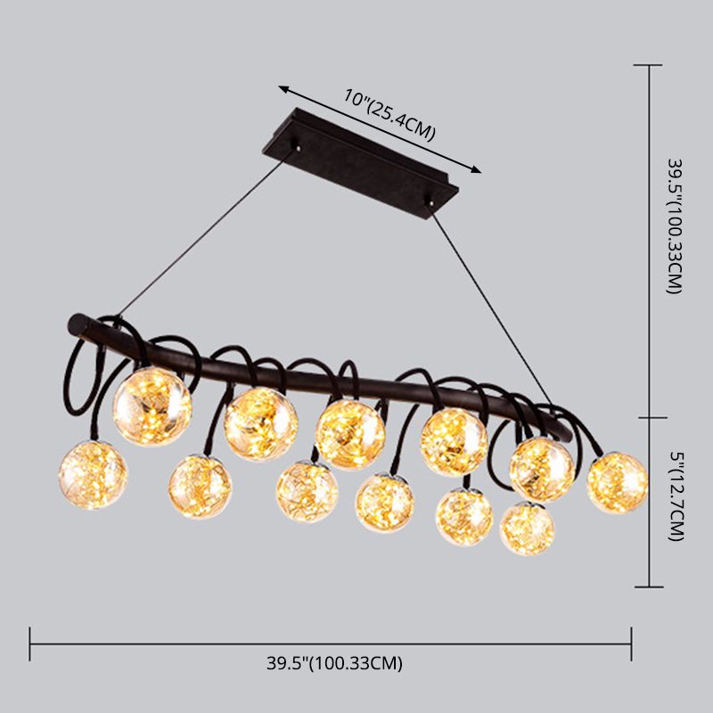 Nordic Style Glass Orb LED Island Light Creative Light String Design Coffee Shop Hanging Light