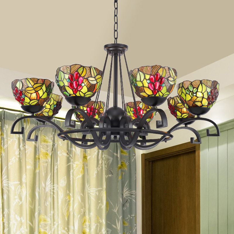 Black Curbed Chandelier Light Tiffany 3/6/8 LUMIÈRES PENDANT DE SUSPENSION DE SUPPRIMANCE VIE