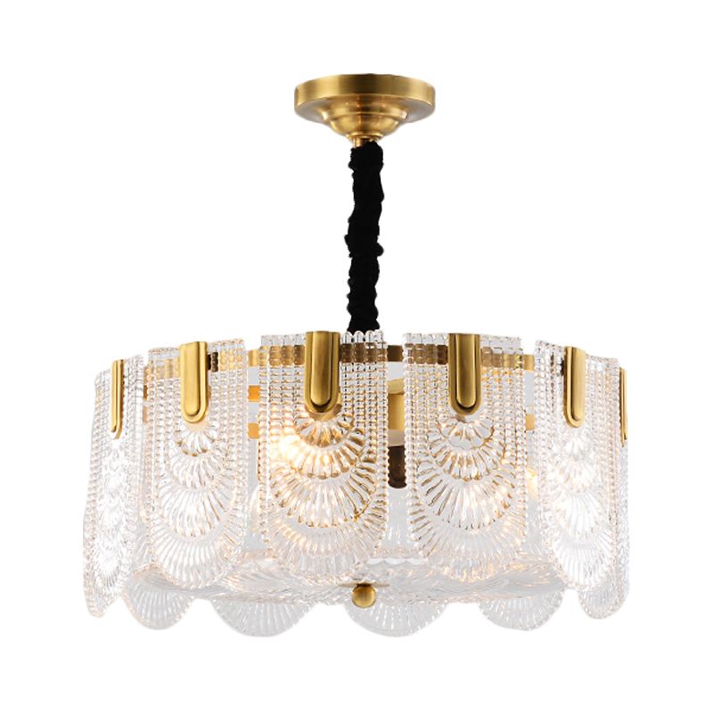 TEXTURANT VERRE LETURE PLAGE PLAGE MODERNISME 3/8 LUMIÈRES LUMIÈRE DE CHANDELER EN BRASS