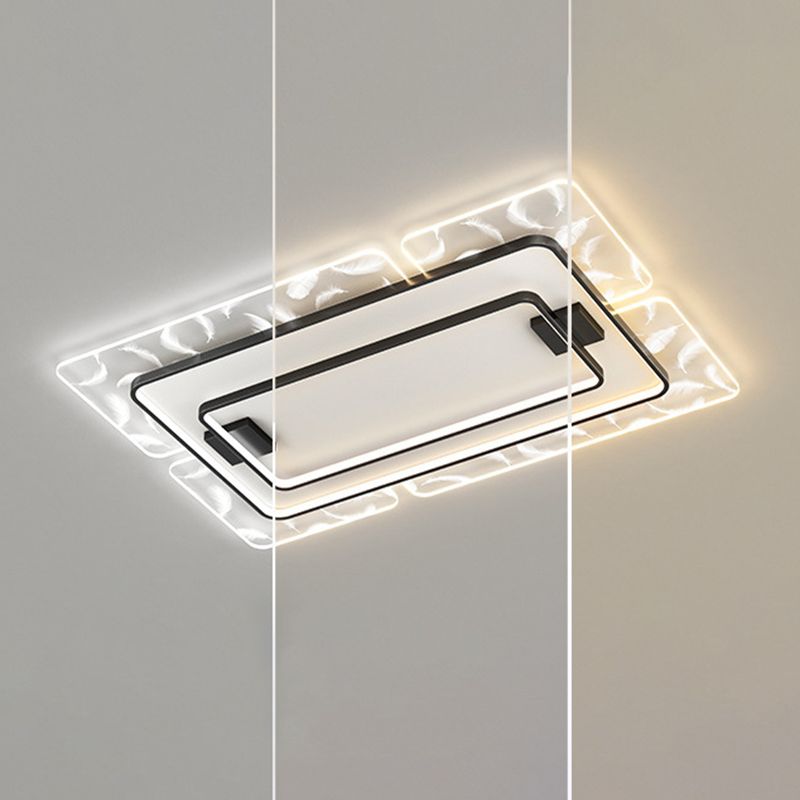Geometric Shape Metal Flush Light Modern Style Multi Lights Flush Mount Fixture in Black