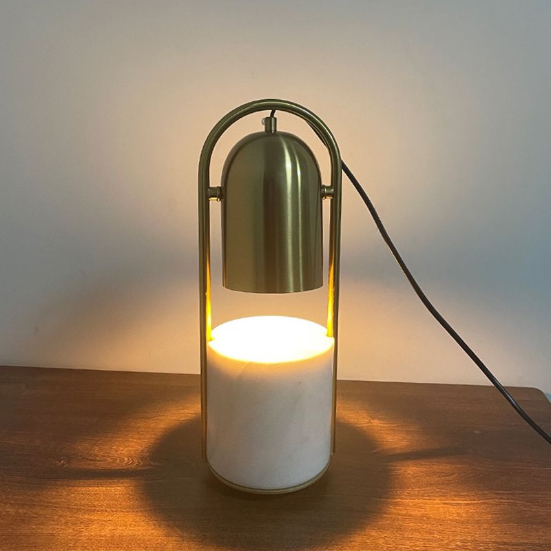 Gold Plated Cylindrical Table Light Post-modern 1 Head Metal Night Lamp with Marble Base