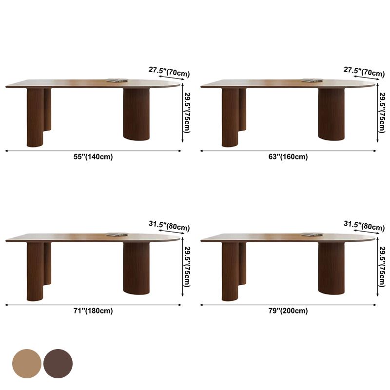 Solid Wood Contemporary Free Form Dining Table Wood Top Table for Dining Room and Kitchen