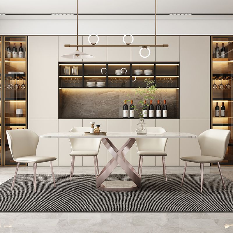 1/4/5/7/9 Pieces Dining Chairs Set Dining Table Set with Sintered Stone Top