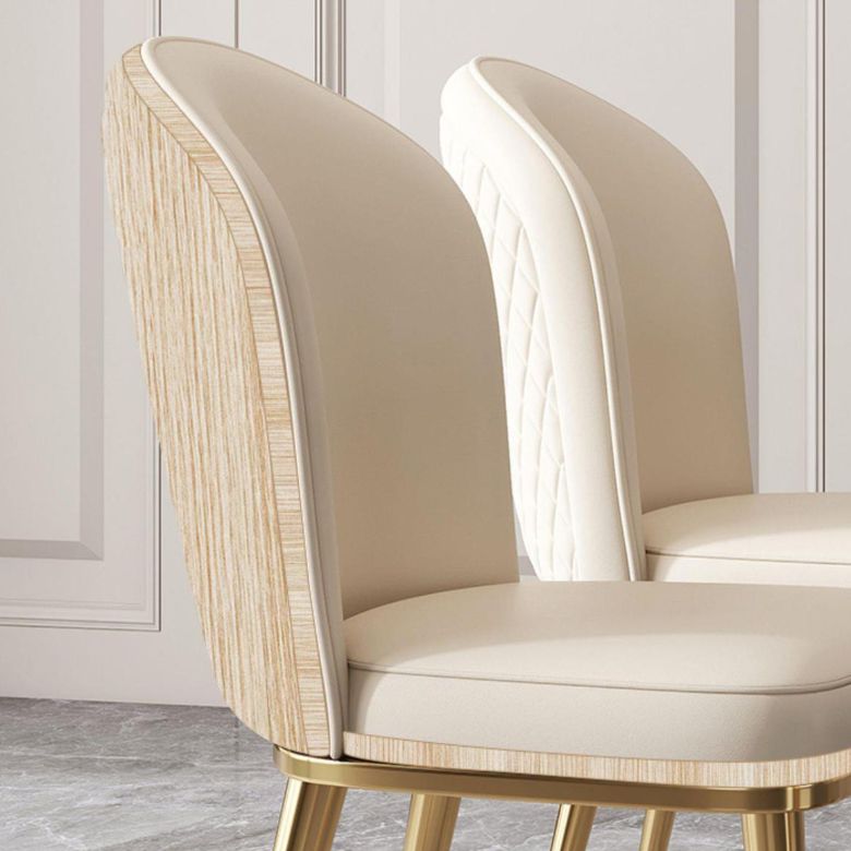 Glam Kitchen Side Chair Gold Legs Parsons Dining Armless Chair