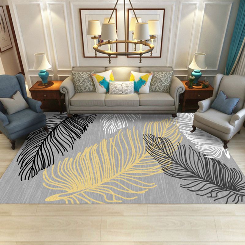 Light Brown Feather Rug Polyester Minimalist Rug Non-Slip Backing Rug for Drawing Room