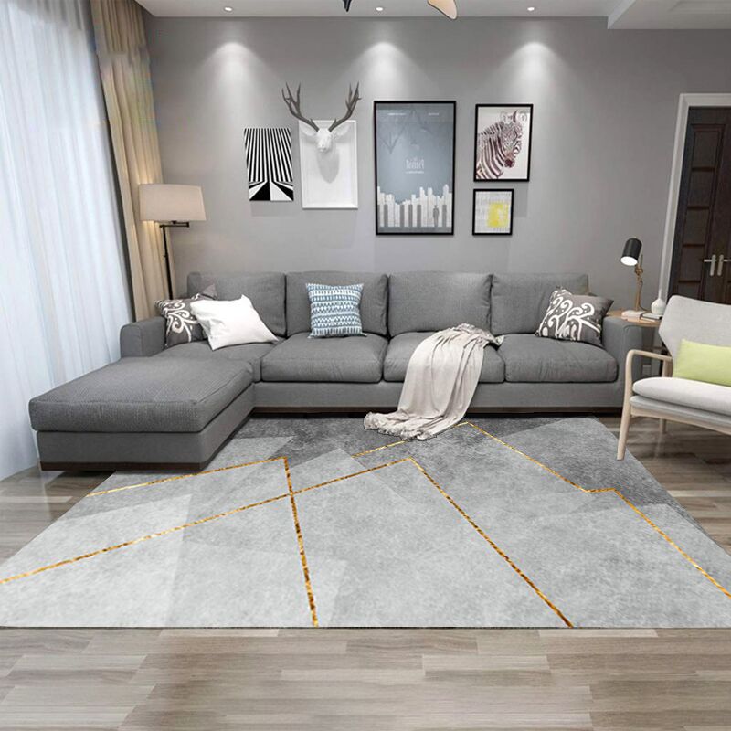 Fancy Grau Area Teppich Geometrisches Muster Polyesterbereich Teppich nicht rutscher Backing Teppich für Wohnkultur