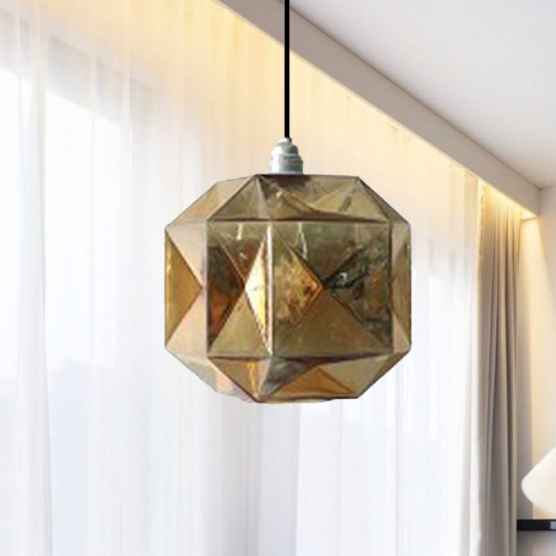 Iluminación colgante de diamantes vidrio posmoderno 1 azul claro/dorado/luz de techo colgante