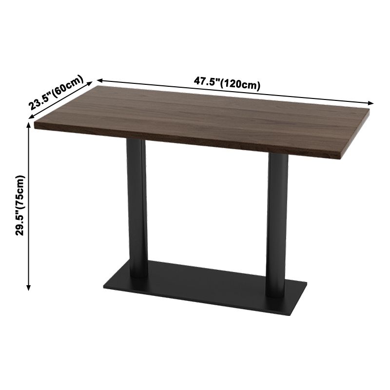 Industrial Dining Room Table Solid Wood Table with Black Base for Home Kitchen Dinner