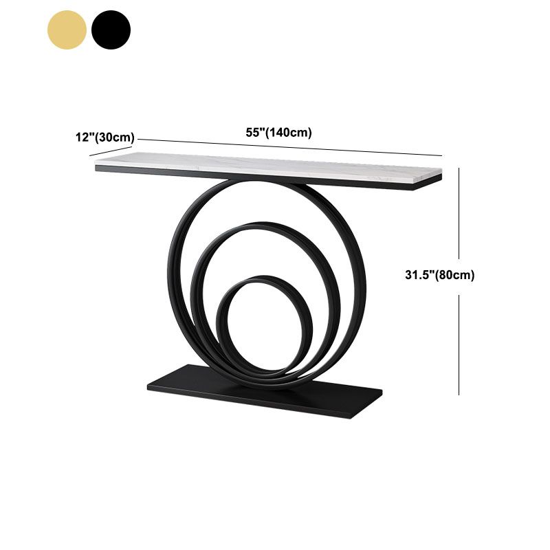 Modern Iron Console Sofa Table Rectangle Stone Console Accent Table for Hall
