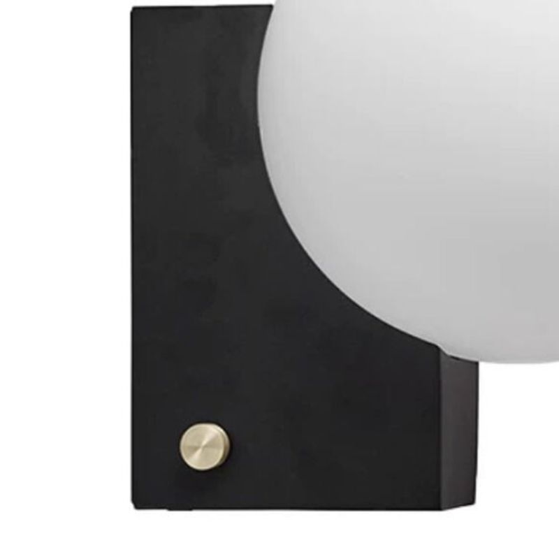 Glass Ball Shade 1 - Light Bath Sconce Iron Bathroom Vanity Lighting in Black / Chrome