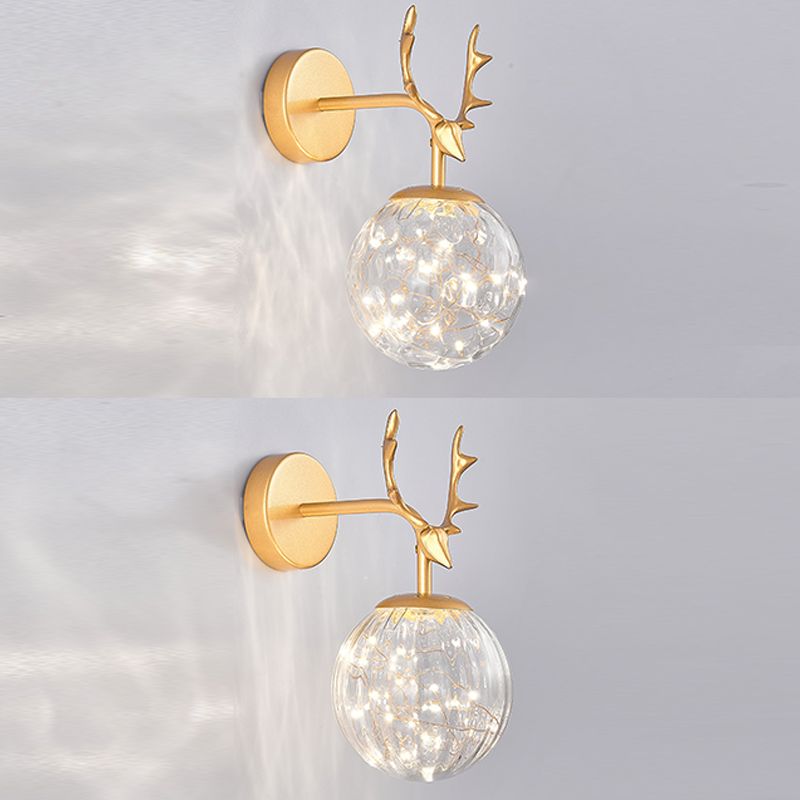 Modern Style Spherical Shape Wall Sconce Glass 1 Light Wall Lighting for Bedroom