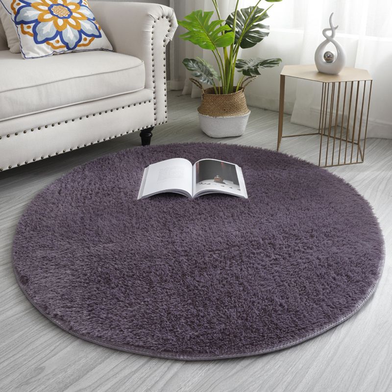 Casual Living Room Rug Multi Colored Solid Color Indoor Rug Polyster Non-Slip Backing Easy Care Carpet