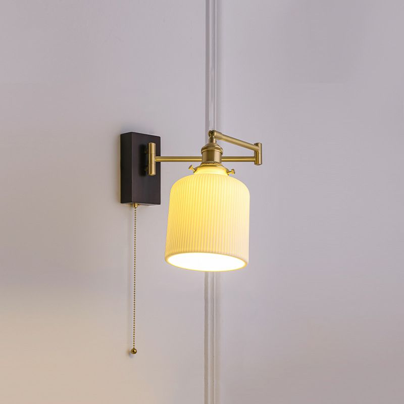 Simple Ceramic Shade Wall Light Fixture Modern Wall Light Sconce for Bedroom