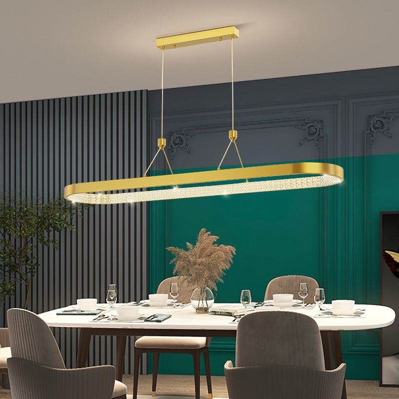 Luz de la isla contemporánea de metal ovalado 1 luces de araña de la isla de la luz para la cocina