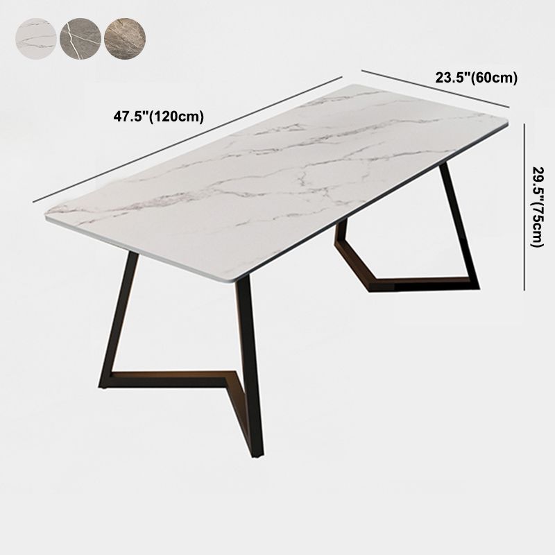 Double Pedestal Dining Table Industrial Style Stone Dining Room Collection for Indoor