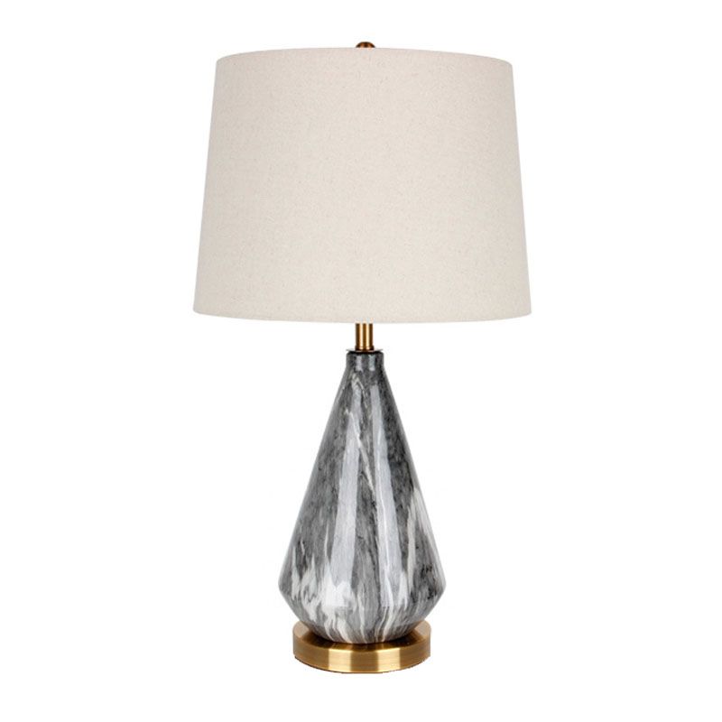 Trommelstof tafellamp Minimalistisch een enkele zitkamer nachtkastje licht met diamant keramische basis in zwart/wit
