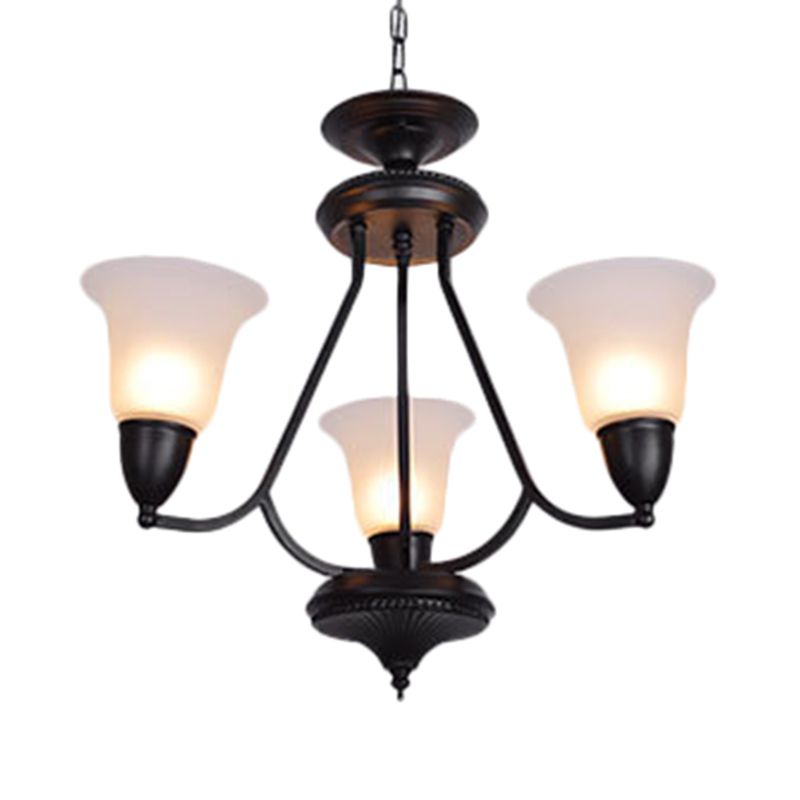 3/5/6 luces Luz colgante Campana clásica lámpara de araña colgante de vidrio esmerilado en bronceado profundo para el comedor