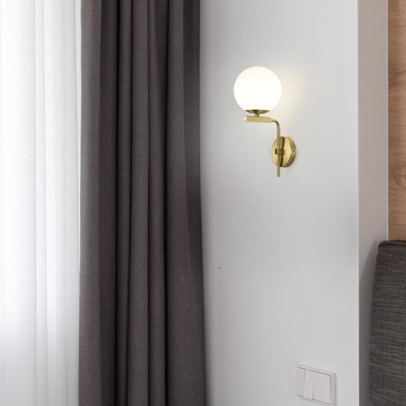 Modern Style Ball Shape Wall Light Glass 1 Light Sconces in Gold for Bedroom