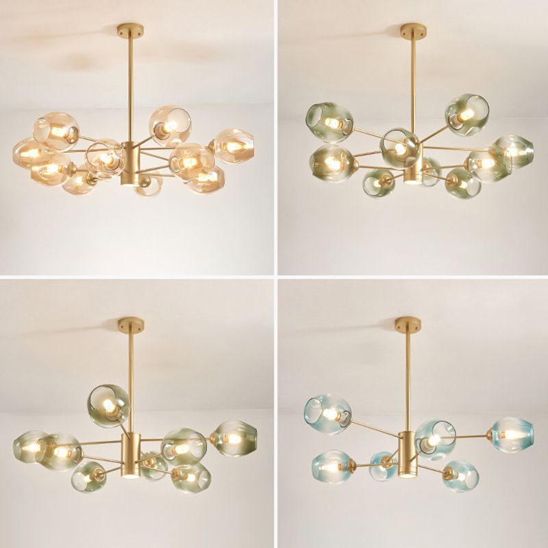 Luces de techo colgantes de vidrio de lámpara de Sputnik de lámpara moderna con cable colgante para sala de estar