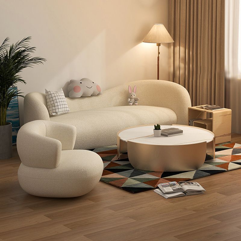 Modern Style White/black Rock Slab Top Round Metal Craft Coffee Table