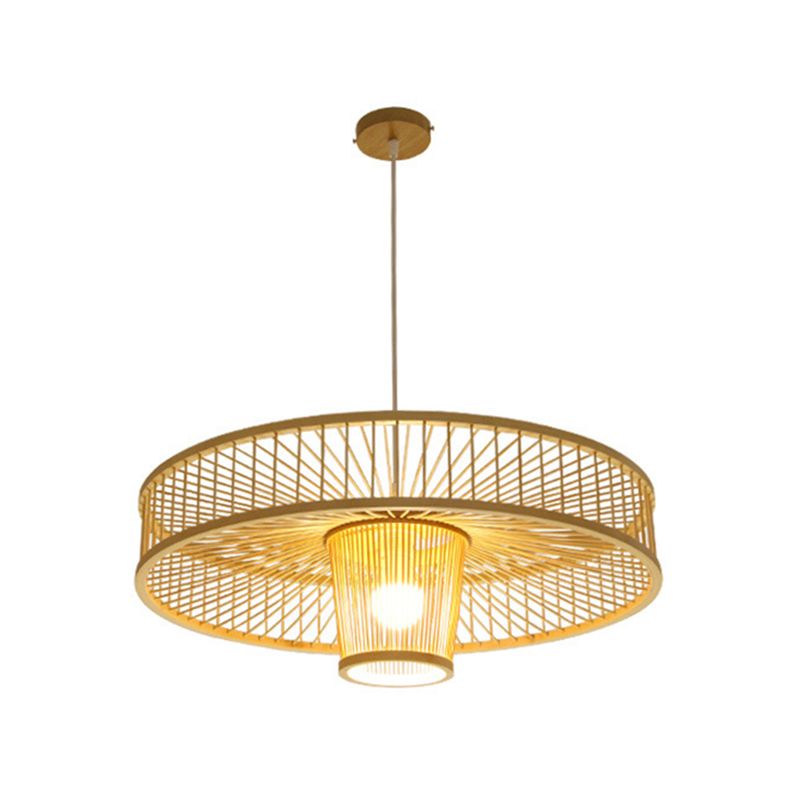Einzigartige Schattenhänge mit modernem Stil Bambus 1 hängende Lampe für Bett