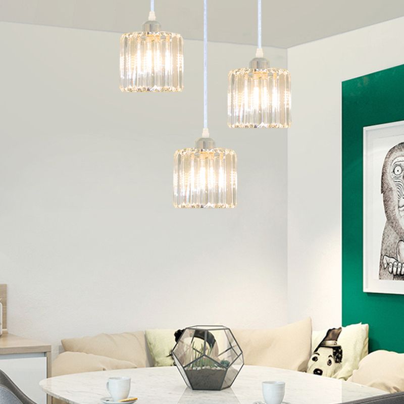 Modern Style Cylindrical Shape Hanging Light Crystal Multi Light Hanging Lamp for Bedroom