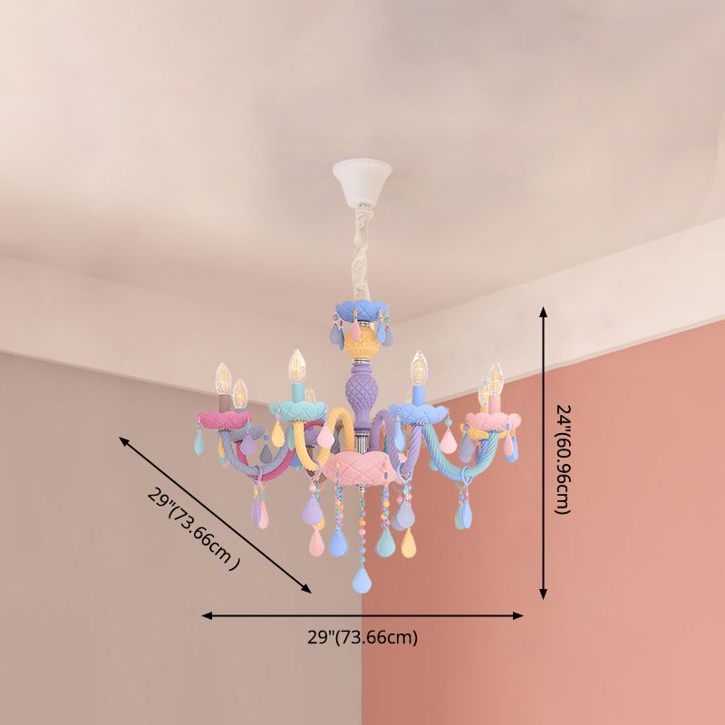 Pendre coloré en acier inoxydable dans un lustre en cristal de style créatif moderne pour chambre à coucher