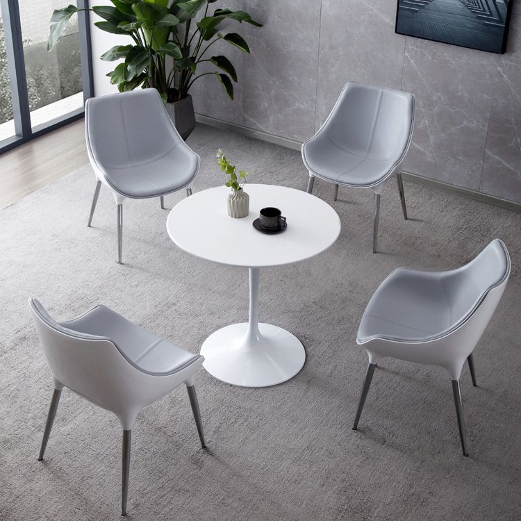 Silla de comedor estilo moderno Sillas auxiliares con brazo de cocina y patas de metal (juego de 2)