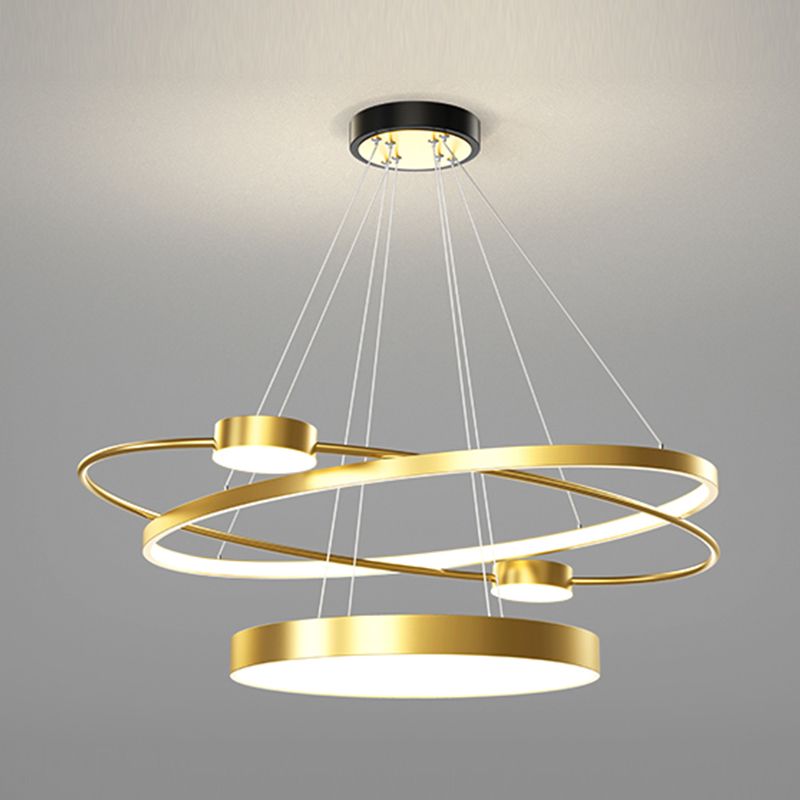 Posto de lámpara LED LED de capas de metal de araña de círculo nórdico para restaurante