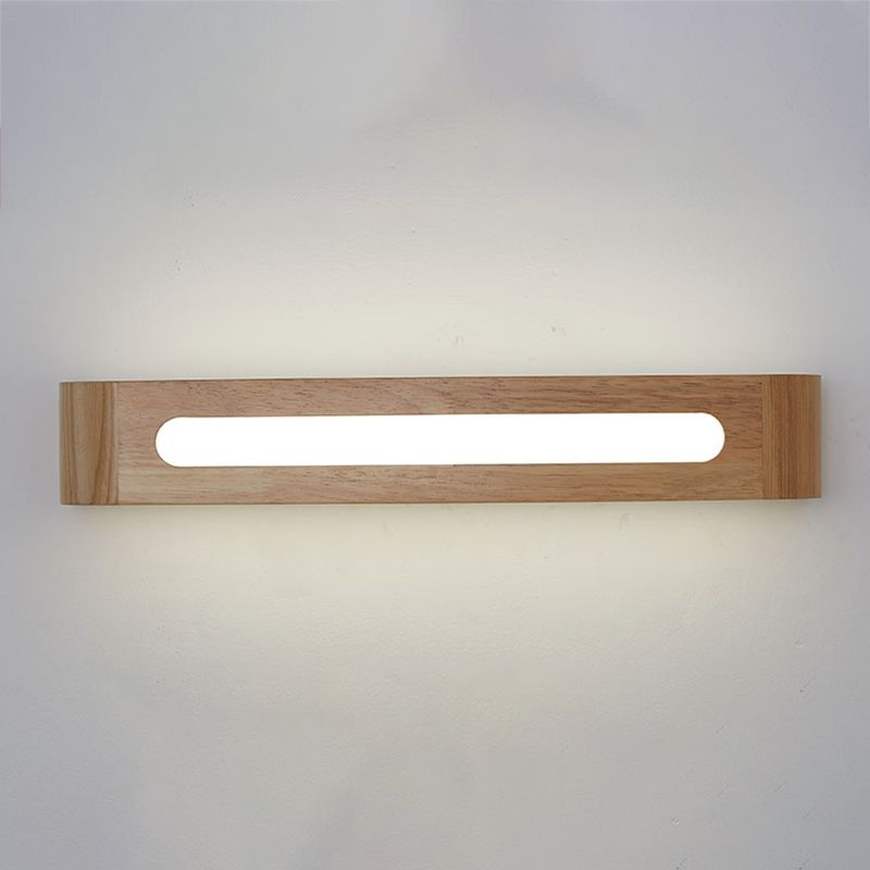 1 Light Rectangle Wall Mounted Lamps Modern Style Wood Wall Lights