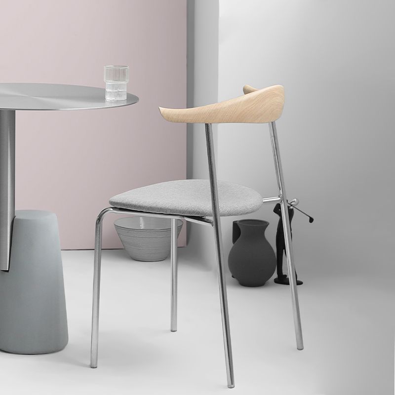 Modern Style Upholstered Armless Chair Leather Dining Chair with Metal Base