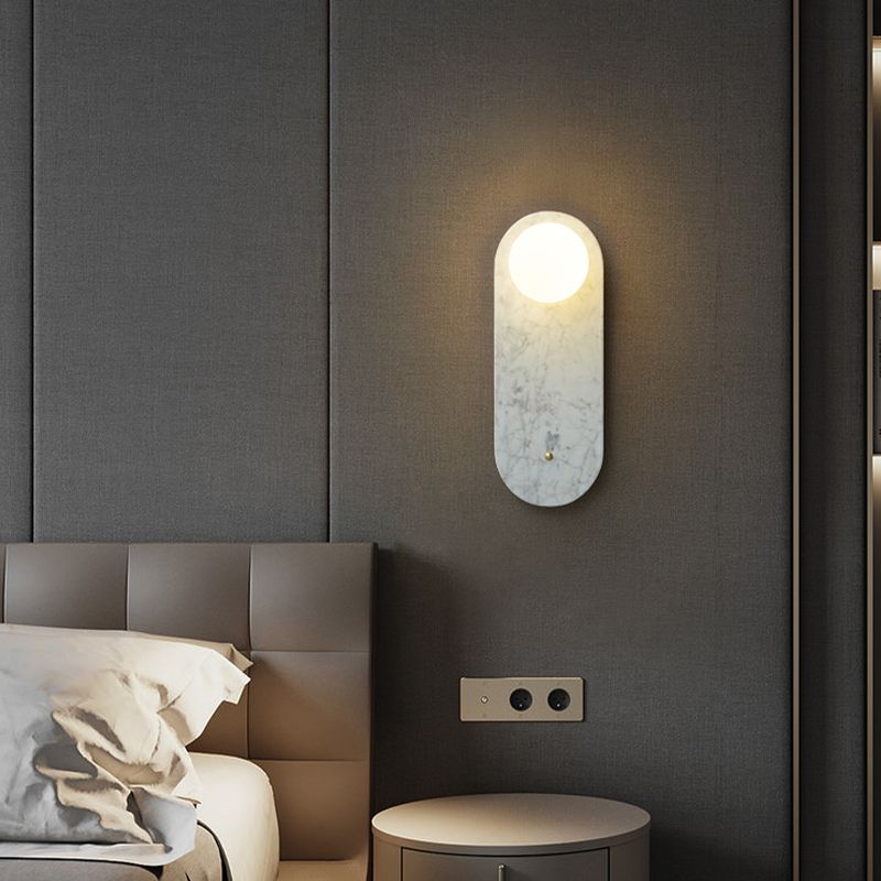 Nordic Style Marble Wall Light Geometric 1 Light Wall Sconce with Glass for Bedroom